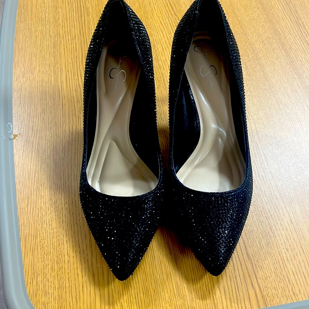 Jessica Simpson black sparkle high heels. Perfect condition. Never worn.